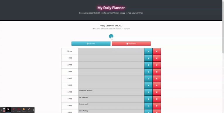 My Daily Planner Landing Page