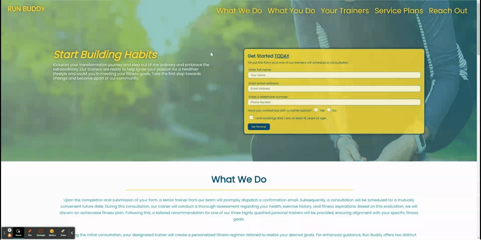 Image of Run Buddy's landing page